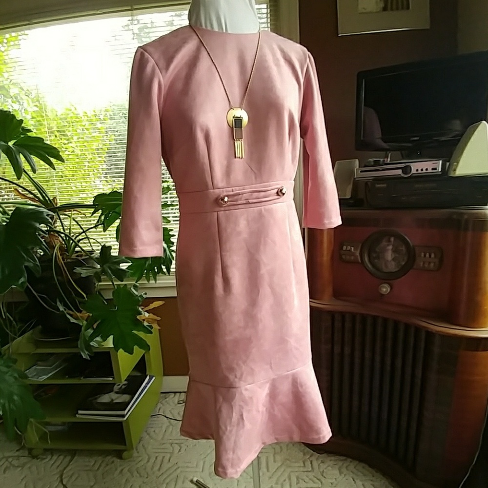 NWOT eShakti ultra-Suede Flounced Dress